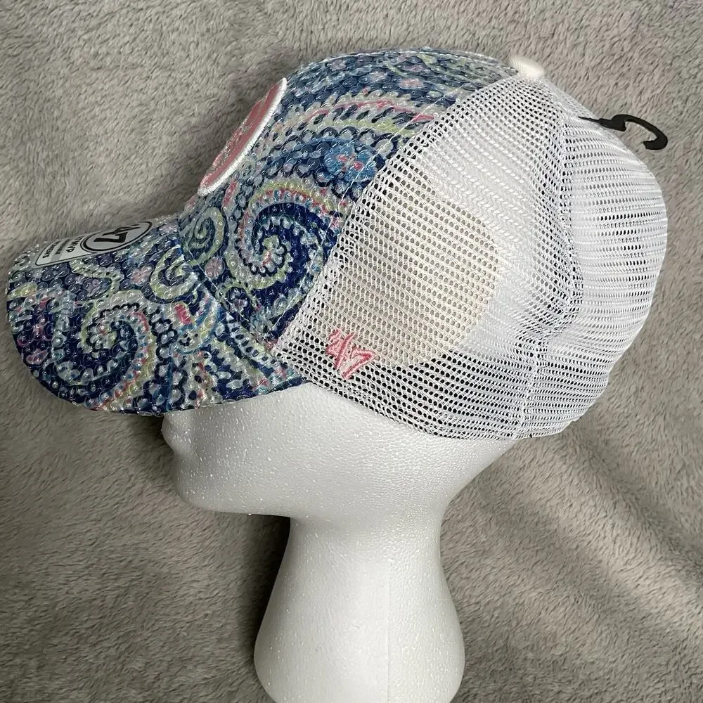 ‘47 Chicago Cubs Womens Paisley Blue Pink Sequin Adjustable Trucker Hat